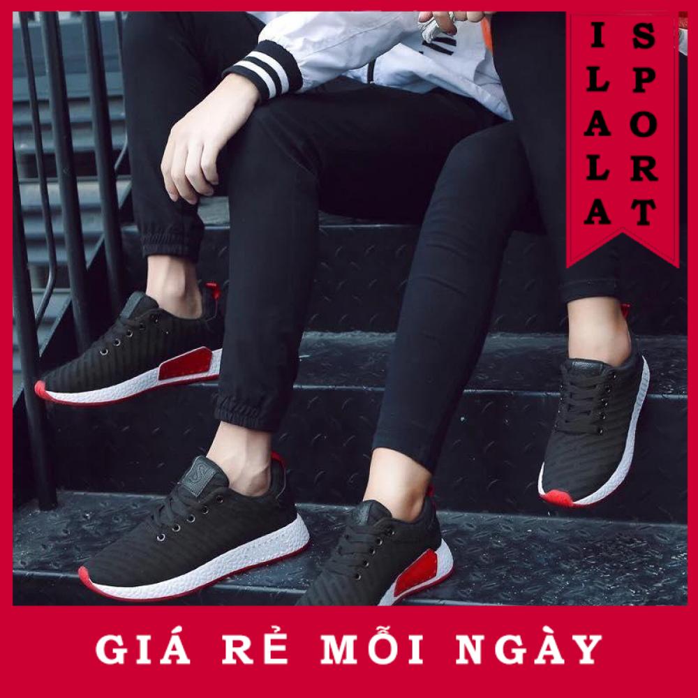 Giày thể thao cặp đôi nam nữ - đen đế đỏ - ilala sport