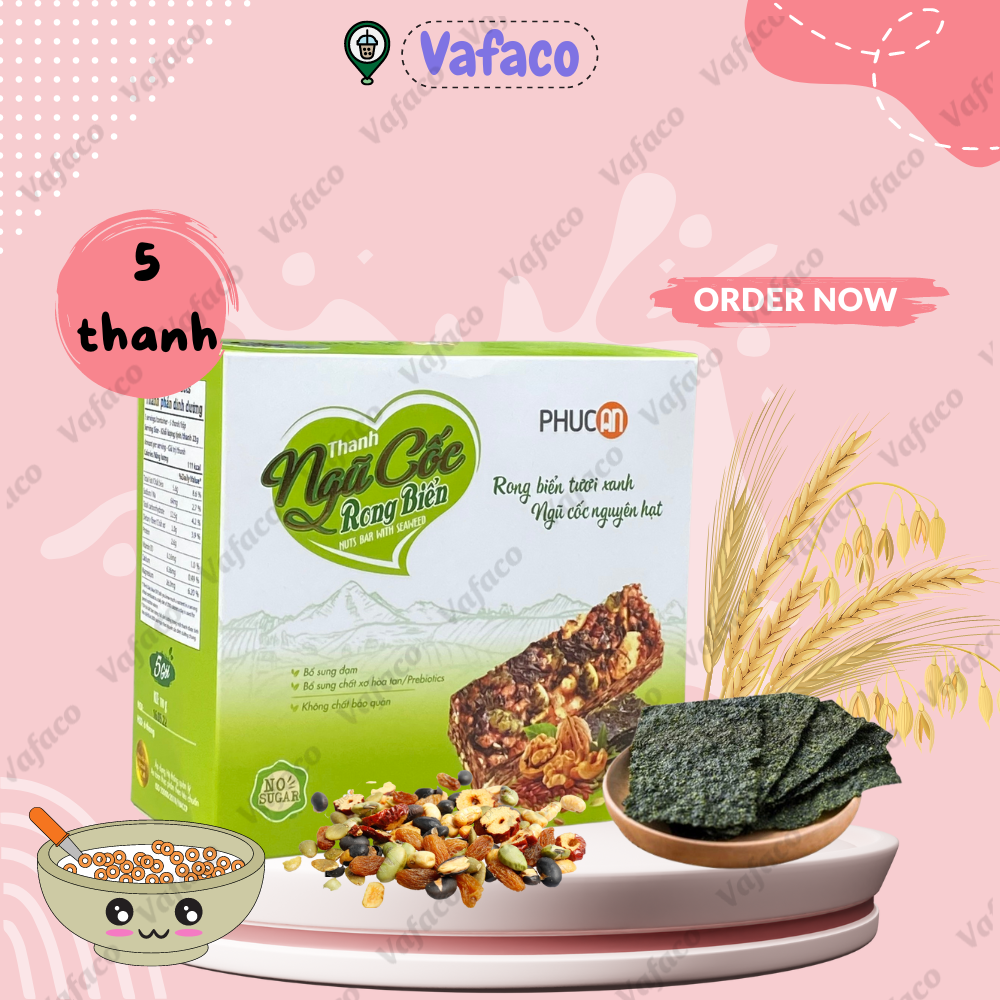Thanh Ngũ Cốc Rong Biển Phúc An - Hộp 5 Thanh (5 thanh x 22gr)