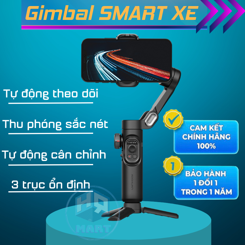 Tay cầm gimball chống rung chính hãng AOCHUAN Smart XE, Gimbal điện thoại loại tốt, gymbal quay phim, vlog, quay tik tok, livestrem