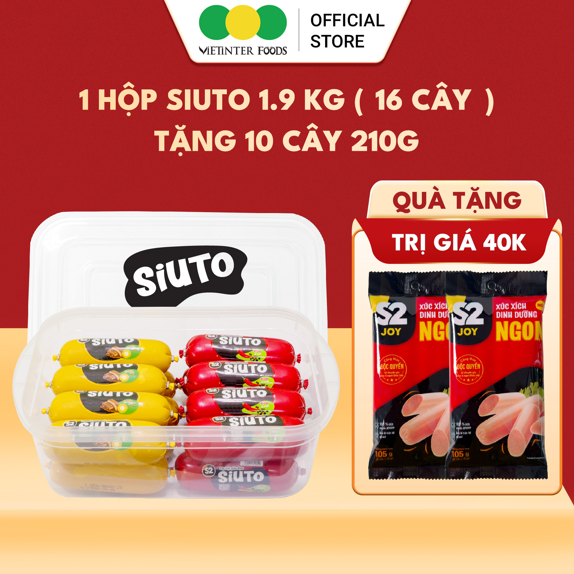 [ TOÀN QUỐC ] Combo 16 Cây Xúc Xích Ăn Liền Siu To Giàu Đạm S2 Vietinter Foods 120g