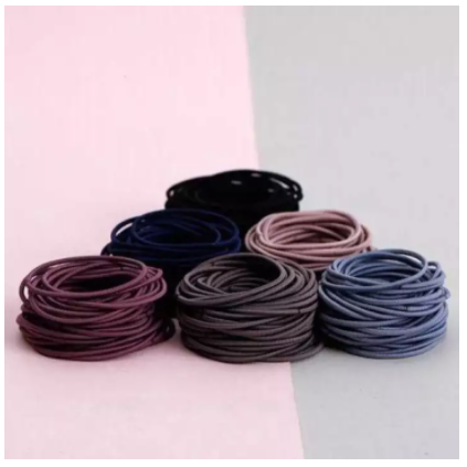 Sét 100 sợi thun cột tóc cao cấp - sét 1 bịch 100c thun cột tóc mix 5 màu kèm túi zip tiện lợi