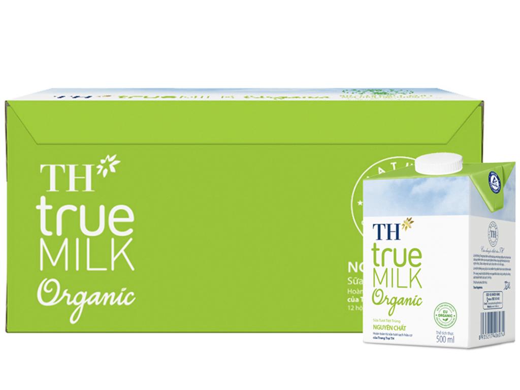 Thùng 12 hộp sữa tươi tiệt trùng TH true MILK Organic nguyên chất 500ml