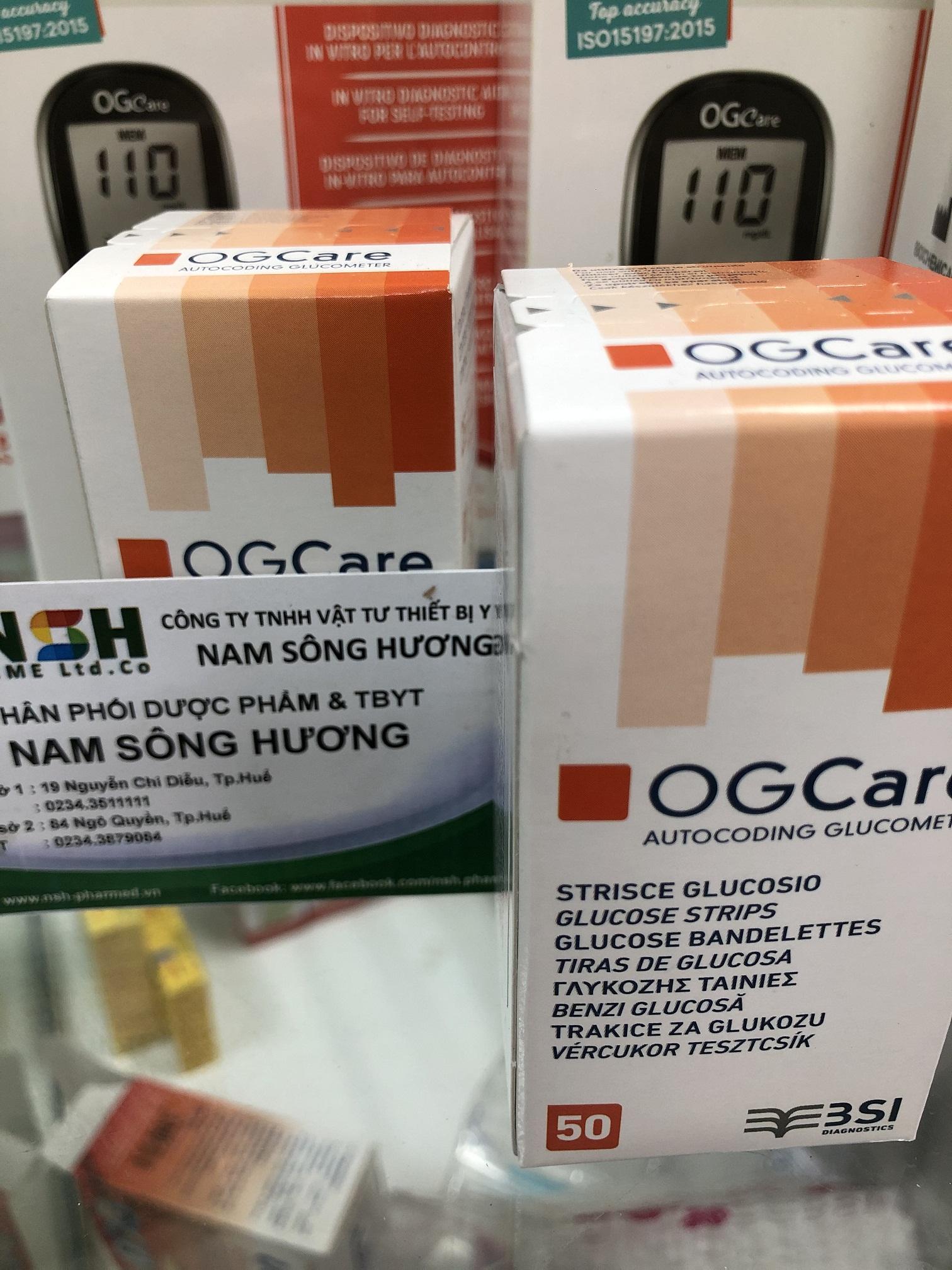 DATE MỚI QUE TEST THỬ ĐƯỜNG HUYẾT QUE THỬ TIỂU ĐƯỜNG OGCARE OG CARE 50 QUE/HỘP