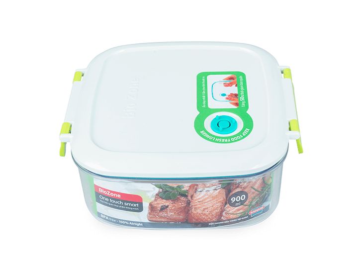 Hộp bảo quản thực phẩm thông minh vuông biozone 900ml kb-sm900s1