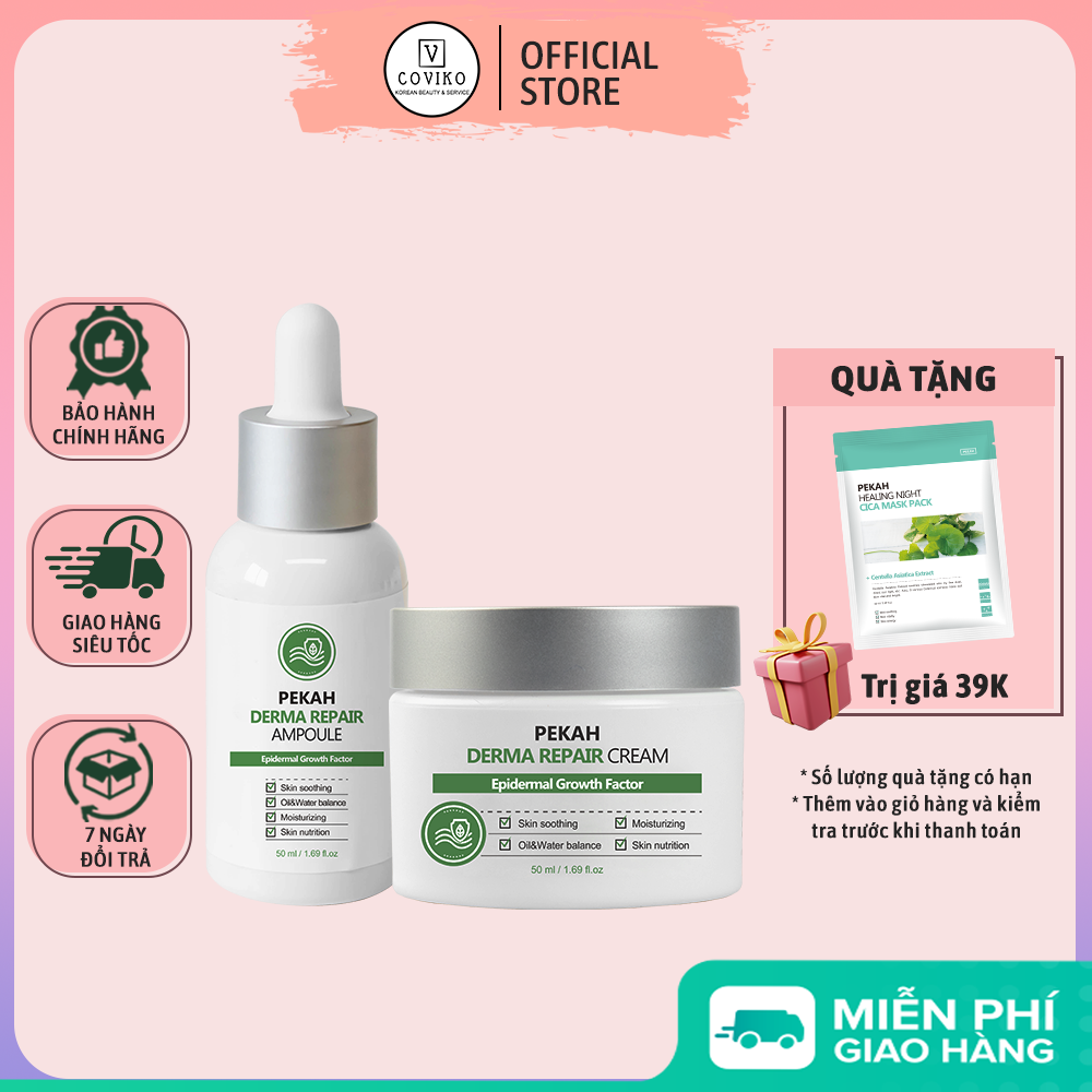 Combo Serum và kem dưỡng giúp phục hồi và tái tạo da PEKAH DERMA SET 100ml