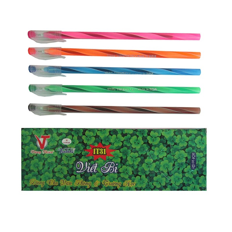 [HCM]HỘP 20 CÂY BÚT BI DÀI ẤN ĐỘ (MỰC ÊM ĐỀU RÕ NÉT THÂN XOẮN ĐẸP) MẪU NGẪU NHIÊN