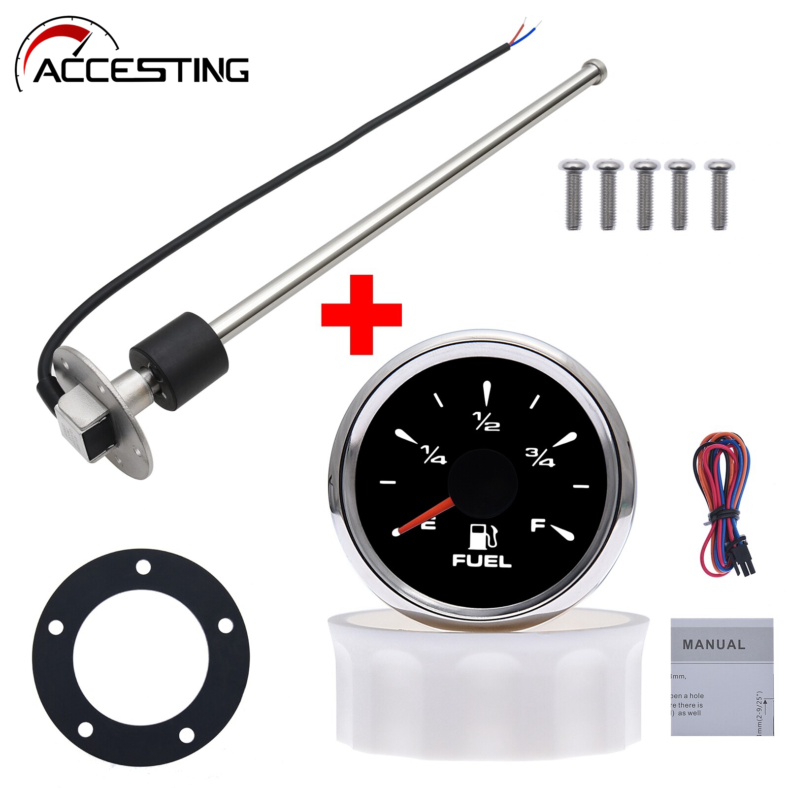 Đồng hồ đo mức nhiên liệu 52mm đồng hồ đo mức bình chứa xe tải xe hơi hàng hải 0-190ohm 100-500mm