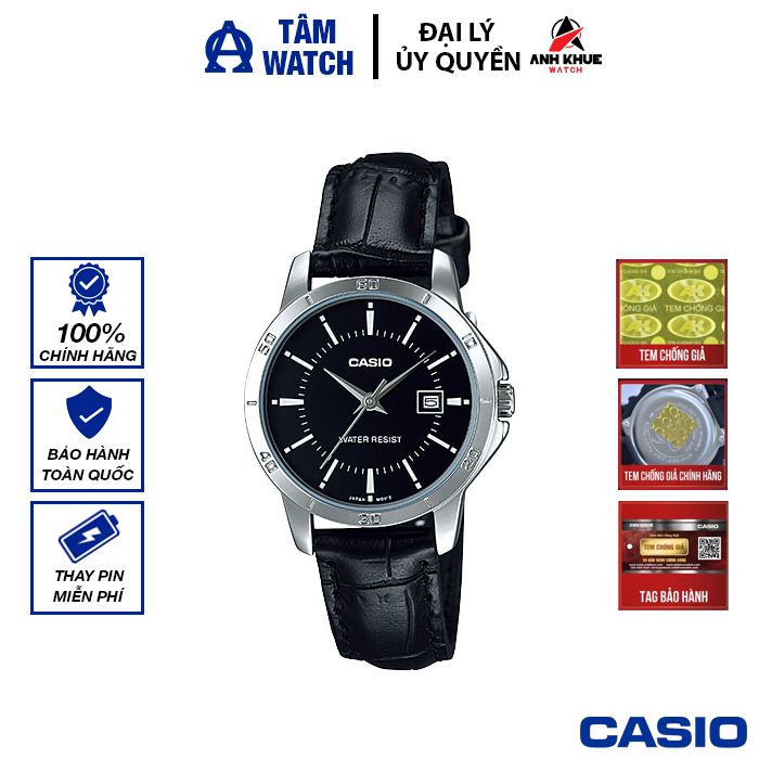 Đồng hồ nữ dây da casio standard chính hãng anh khuê ltp-v004l-1audf