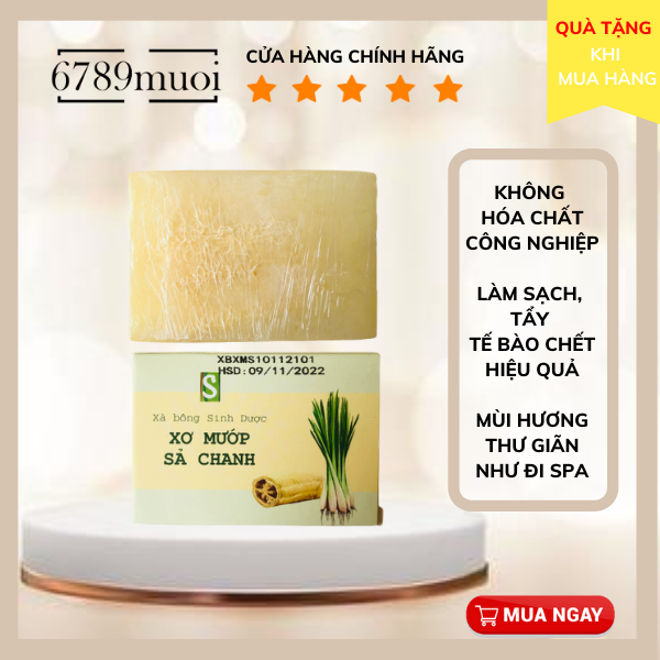 Xà bông handmade Xơ mướp sả chanh, Xà phòng Xơ mướp Sả chanh, tẩy tế bào chết Sinh Dược