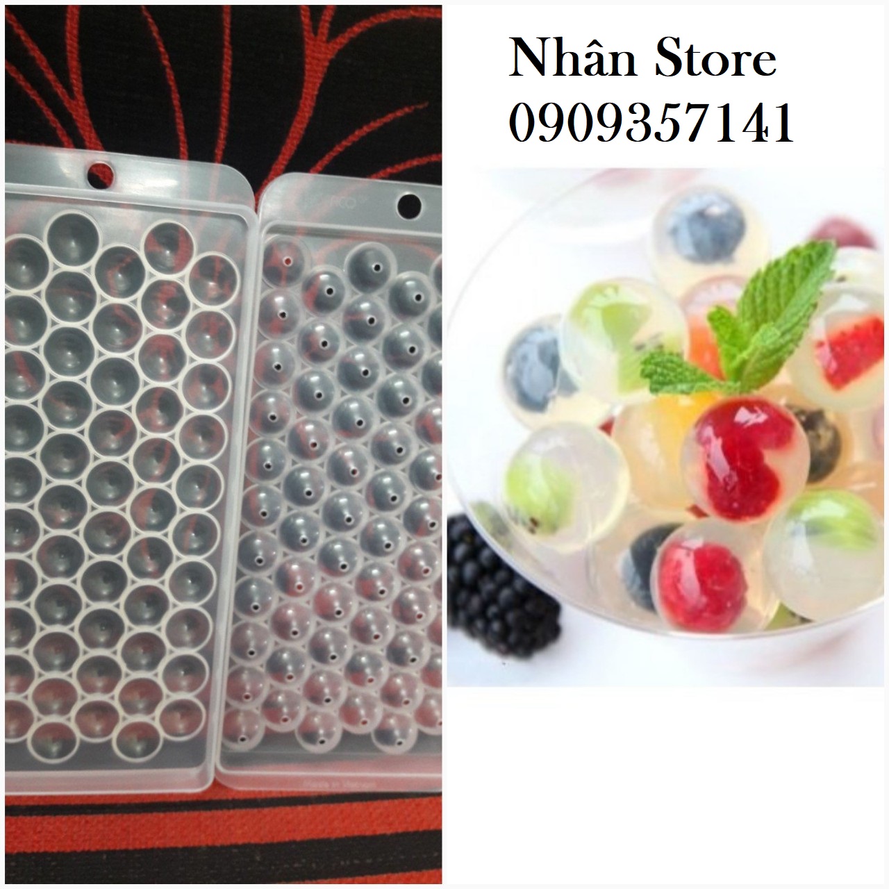 Khuôn Thạch Bi Rau Câu 63 Viên/ Chất liệu nhựa cứng , màu sắc đa dạng/ Khuôn chuyên làm thạch bi rau câu thạch trà sữa HPL69 - Màu ngẫu nhiên