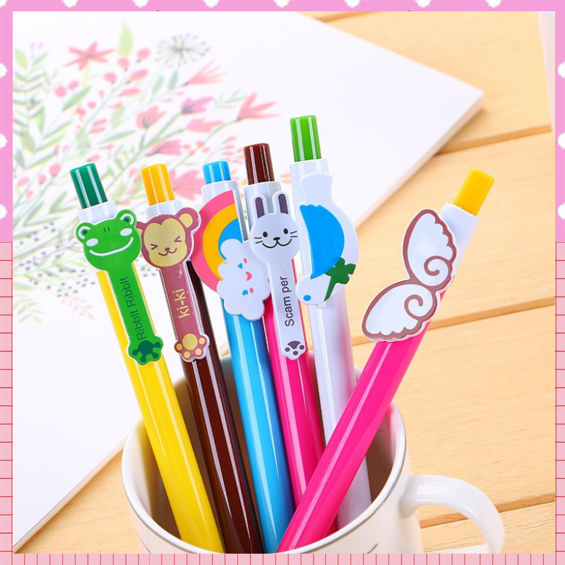 Combo 5 cây viết bi mực nước màu xanh dễ thương- bút bi mực nước đệp