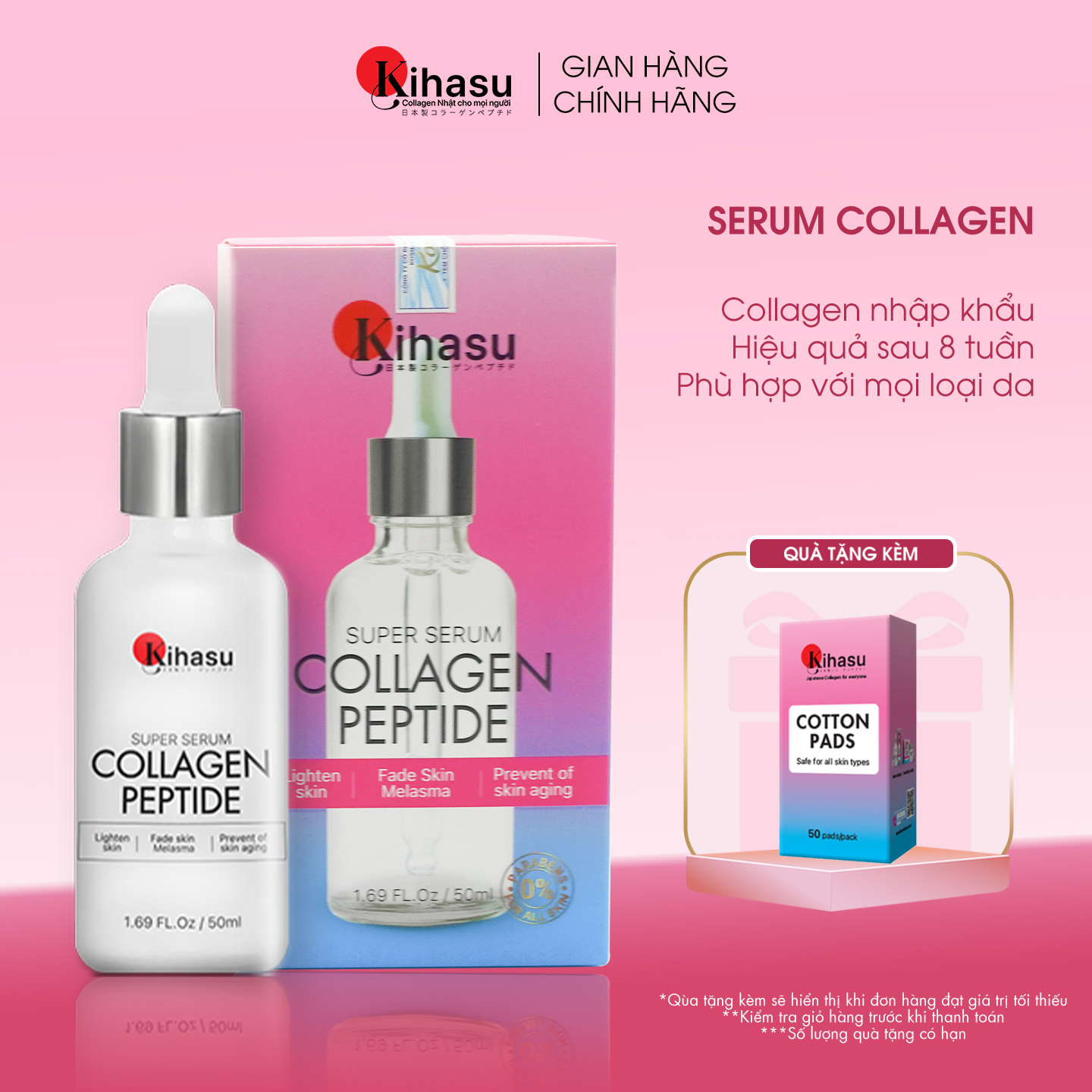 Serum Collagen KIHASU Dưỡng Trắng Sáng Da, Làm Mờ Vết Sạm, Tàn Nhang, Trẻ Hóa Làn Da, Hiệu Quả Sau 8 Tuần Sử Dụng