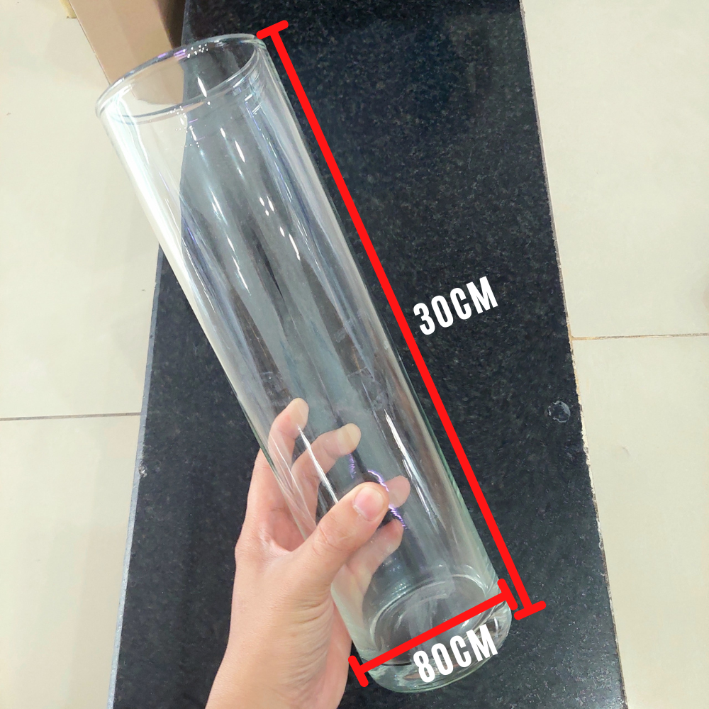 Chậu thủy tinh mini trụ tròn ngang 8cm cao 30cm
