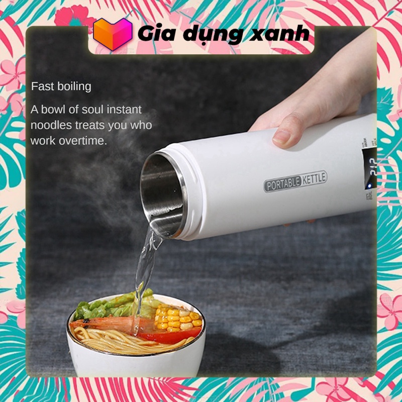 Ấm siêu tốc mini đa năng 2 trong 1 dung tích 500ml, Bình giữ nhiệt có thể nấu nước sôi hiện thị nhiệt độ, 4 cấp độ nhiệt an toàn khi sử dụng