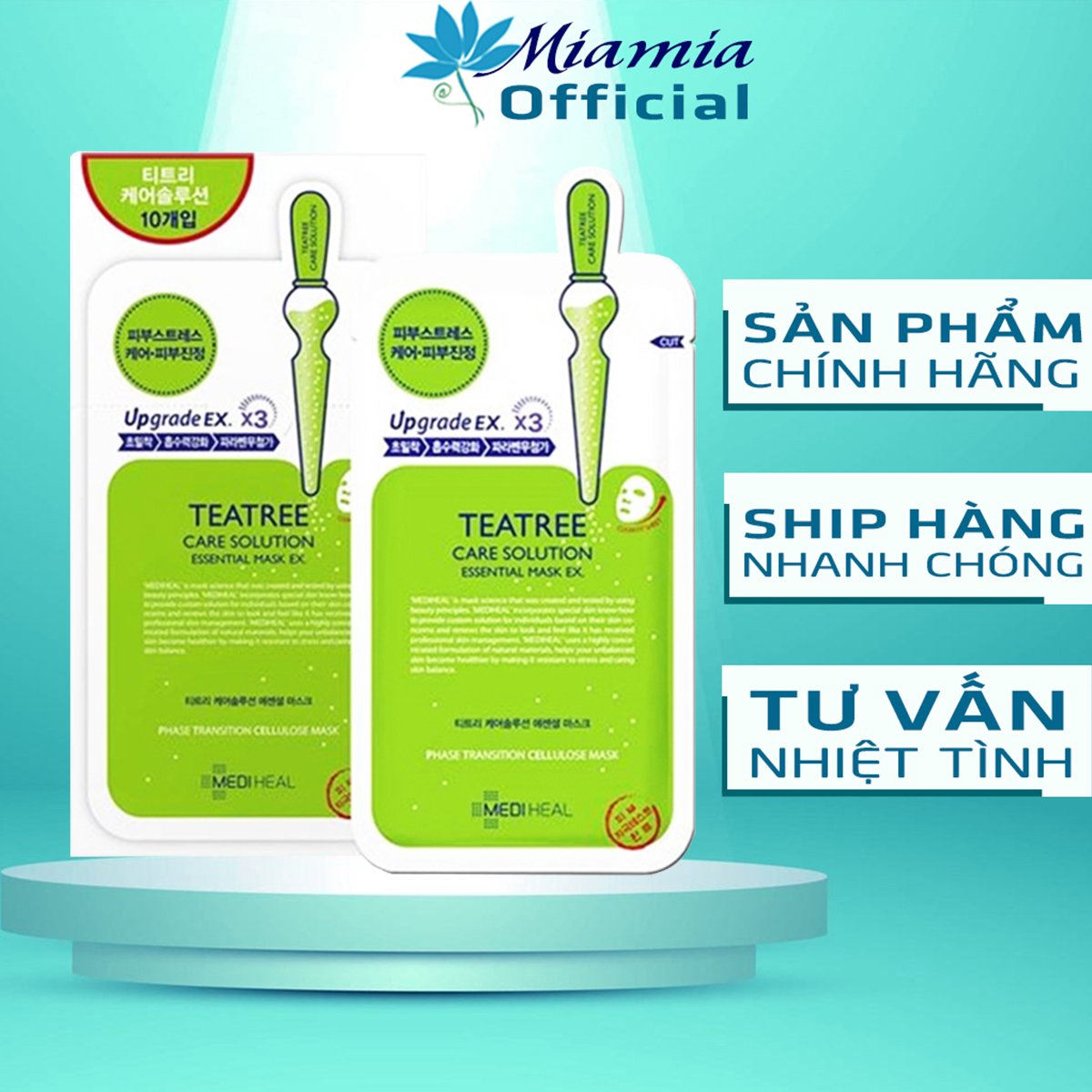 Mặt Nạ Mediheal Tràm Trà Giảm Mụn Kiềm Dầu Mediheal Teatree Care Solution Essential Mask EX 24ml