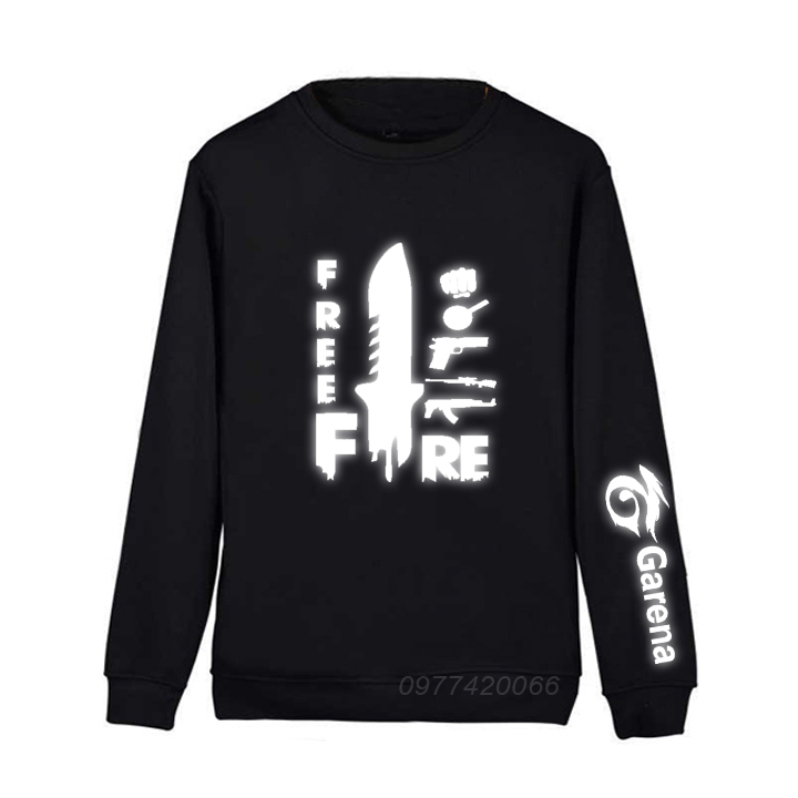 Áo sweater free fire phản quang, áo thu đông freefire phản quang, áo thun dai tay free fire