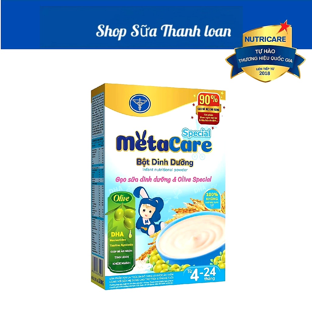 (HSD T1-2026) Bột Ăn Dặm Nutricare Metacare Gạo Sữa Dinh Dưỡng &amp; Olive SPECIAL 200g.