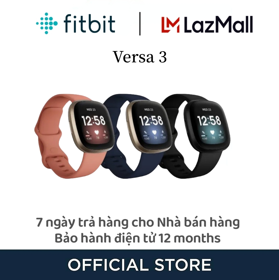 【48 giờ vận chuyển 100% Chính hãng Hàng chính hãng 100% Fitbit Versa 3 health fitness smart watch, with GPS, 24/7 heart rate, Alexa built-in, more than 6 days battery