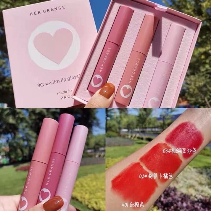 Combo 3 thỏi son kem lì her orange 3c siêu hot cho bạn gái dễ thương