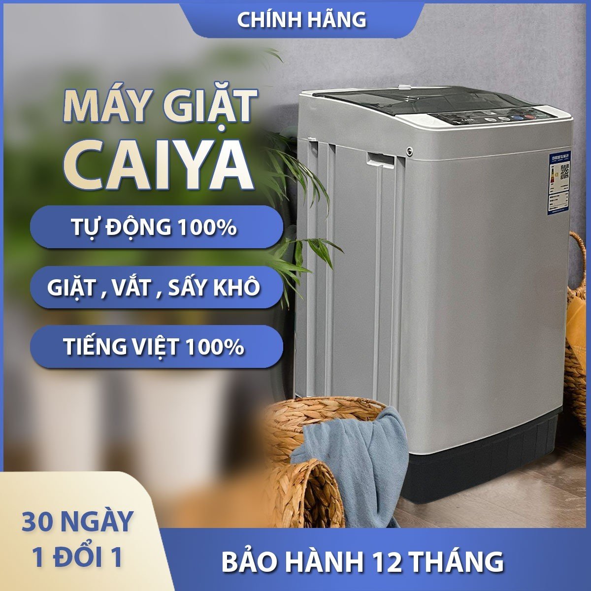 Máy giặt mini CAIYA  Tiếng việt tự động 100%, giặt, vắt, sấy, giặt được 4-5kg - bảo hành 12 tháng lỗi 1 đổi 1