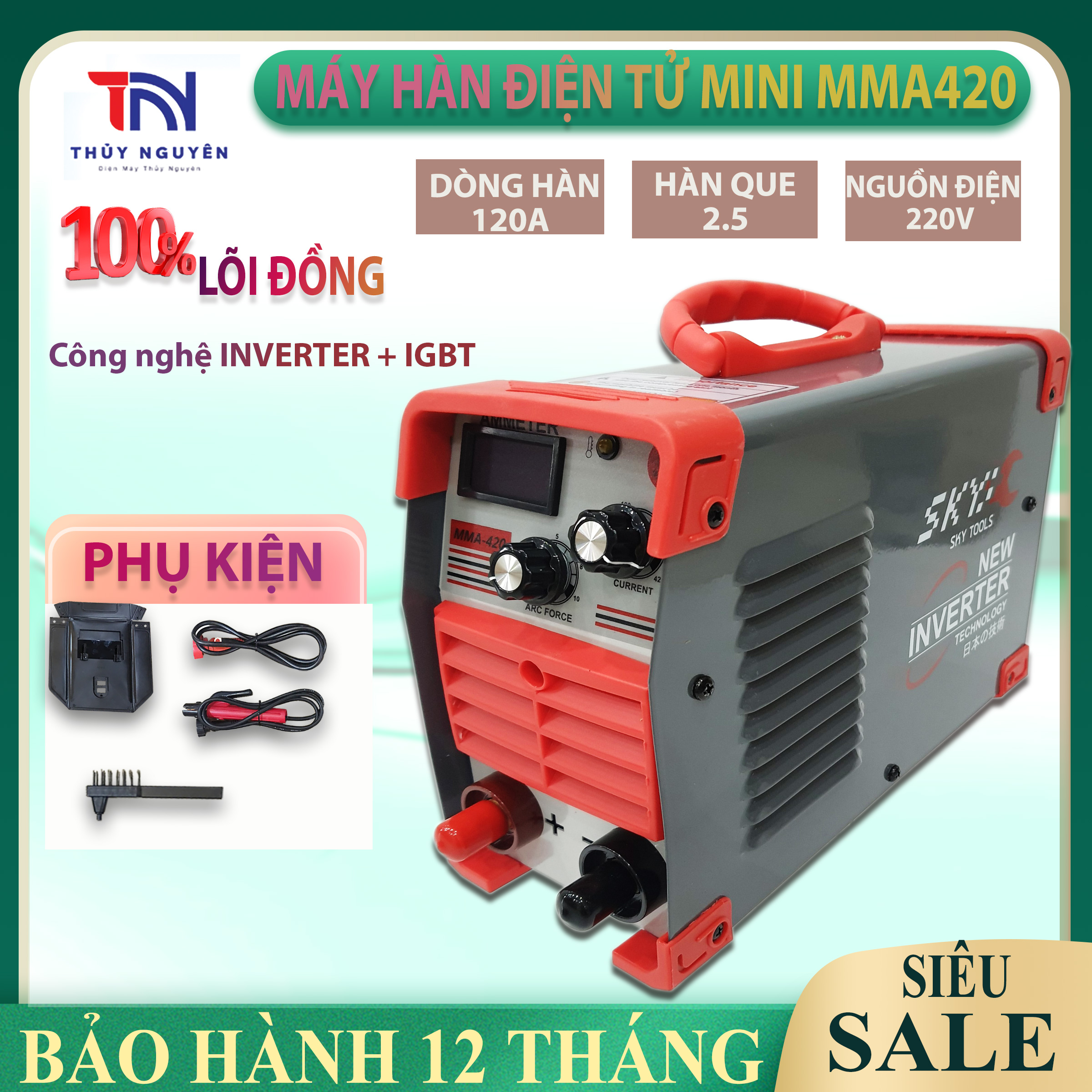 Máy hàn mini, máy hàn điện tử, máy hàn hồ quang mma420, hàn kéo que 2,5 | phụ kiện đầy đủ | hàn được que inox - dòng hàn ổn định - tiết kiệm điện| bảo hành 1 năm | máy hàn, máy hàn que, máy hàn điện,