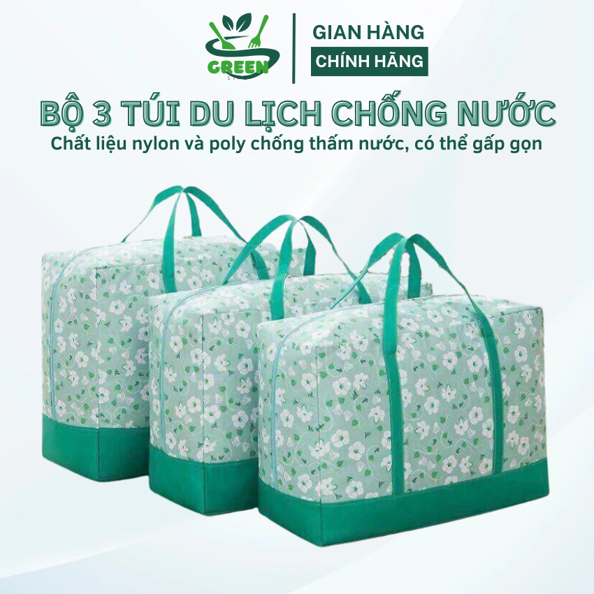 Bộ 3 Túi Du Lịch Thời Trang Chống Nước, Túi Gấp Gọn Du Lịch Tiện Lợi