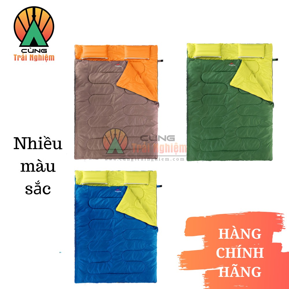 Túi ngủ văn phòng, du lịch, cho 2 người naturehike sd15m030-j, kèm gối, không thấm nước