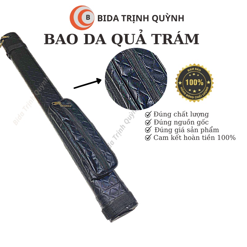 Bao đựng cơ bida cao cấp TRQ, hộp đựng cơ bida chống sốc chống nước bọc da PU họa tiết quả trám sang trọng