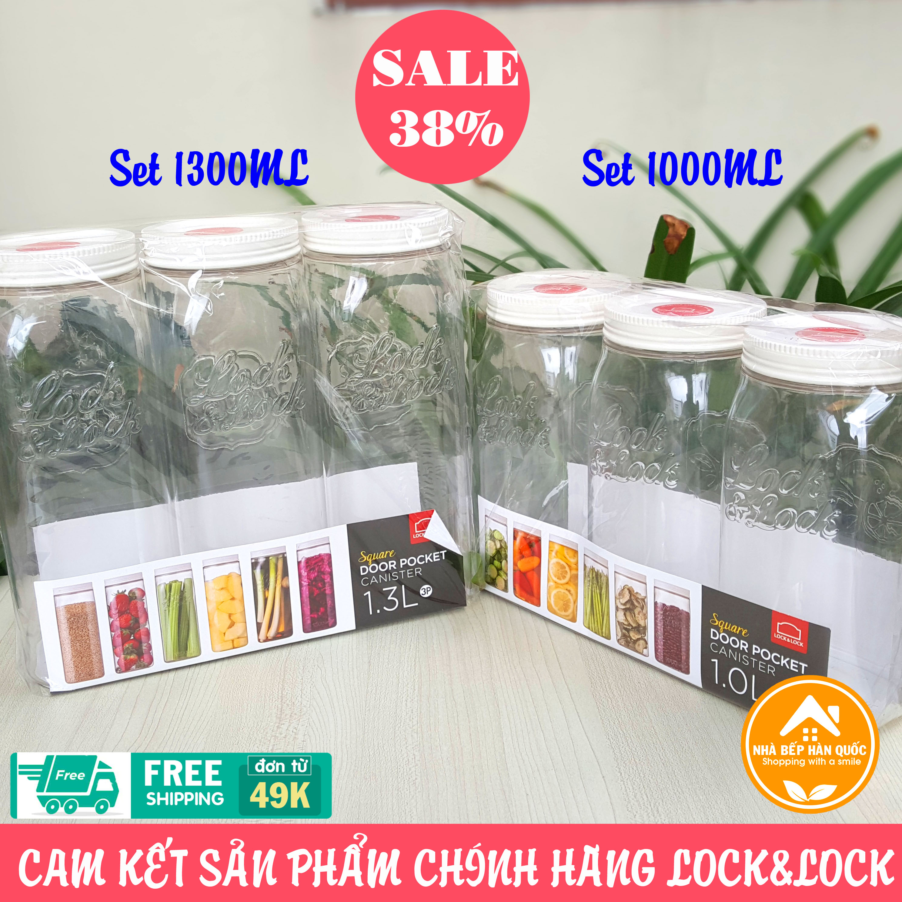 BỘ 3 HỘP BẢO QUẢN THỰC PHẨM LOCK & LOCK HTE530S3 750ml, 1000ml, 1300ml