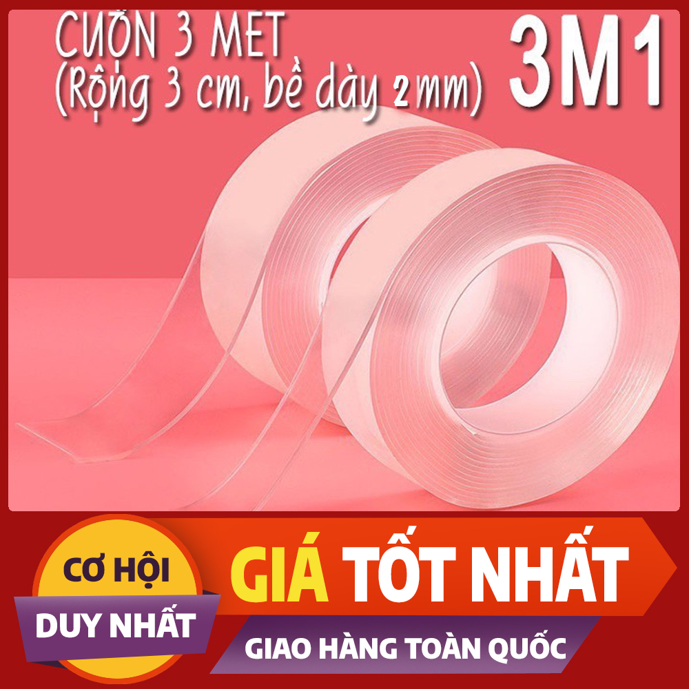 Băng Keo 2 Mặt Siêu Dính Siêu Chắc Chắn Dính Trên Mọi Vật Chất Không Thấm Nước, Siêu Tiện Lợi