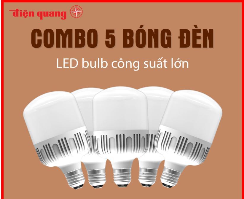 Combo 5 Bóng đèn LED bulb công suất lớn Điện Quang ĐQ LEDBU12 40765 (40W daylight)
