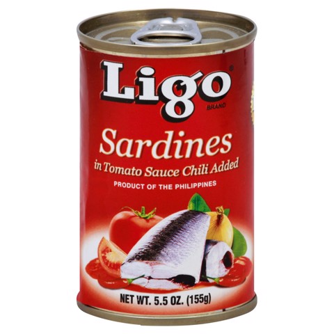 Cá mòi sốt cà vị ớt cay Ligo 155gram - Thương hiệu Mỹ - Sản Xuất Philipines