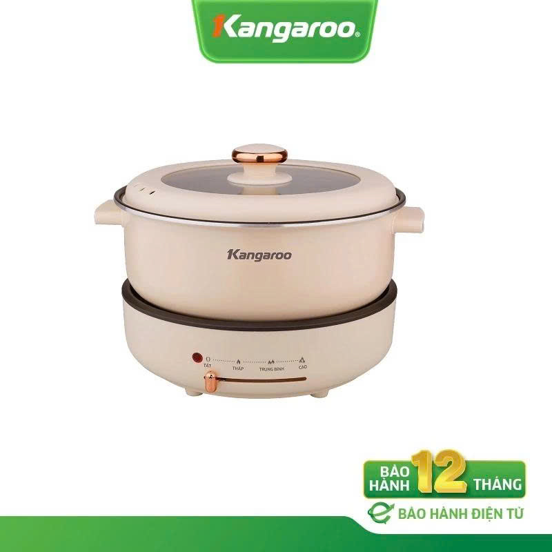 [BH 1 năm] Nồi lẩu điện Kangaroo KG50EH1 dung tích 5Lit- công suất 1500W, đa chức năng nấu, lòng nồi chống dính.