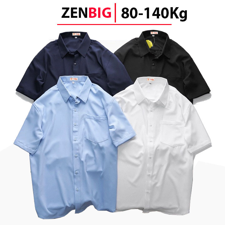 Áo sơ mi nam big size ngắn tay, cụt tay ZENBIG dành cho người mập người béo, size lớn 80kg, 90kg, 100kg, 120kg, 130kg