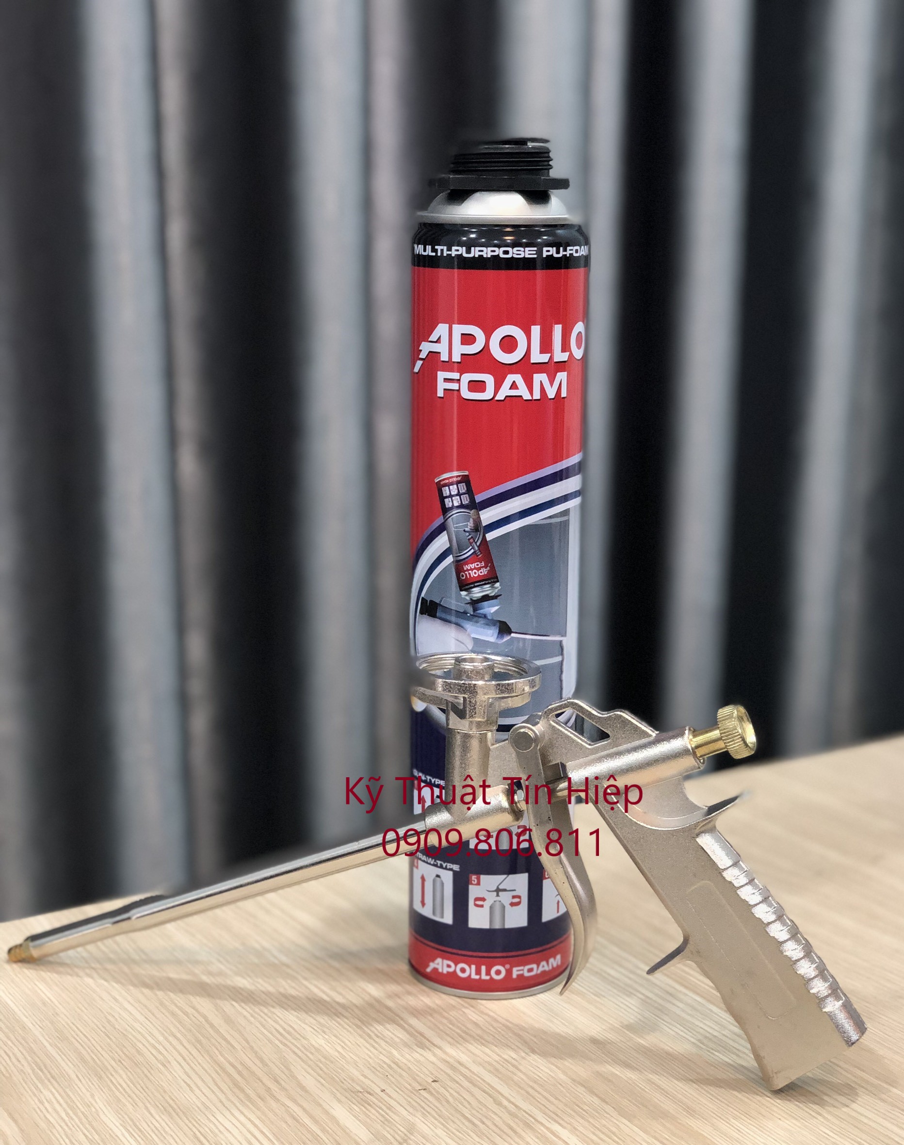 Combo Keo bọt nở Foam Apollo 750ml + Súng bắn keo bọt nở