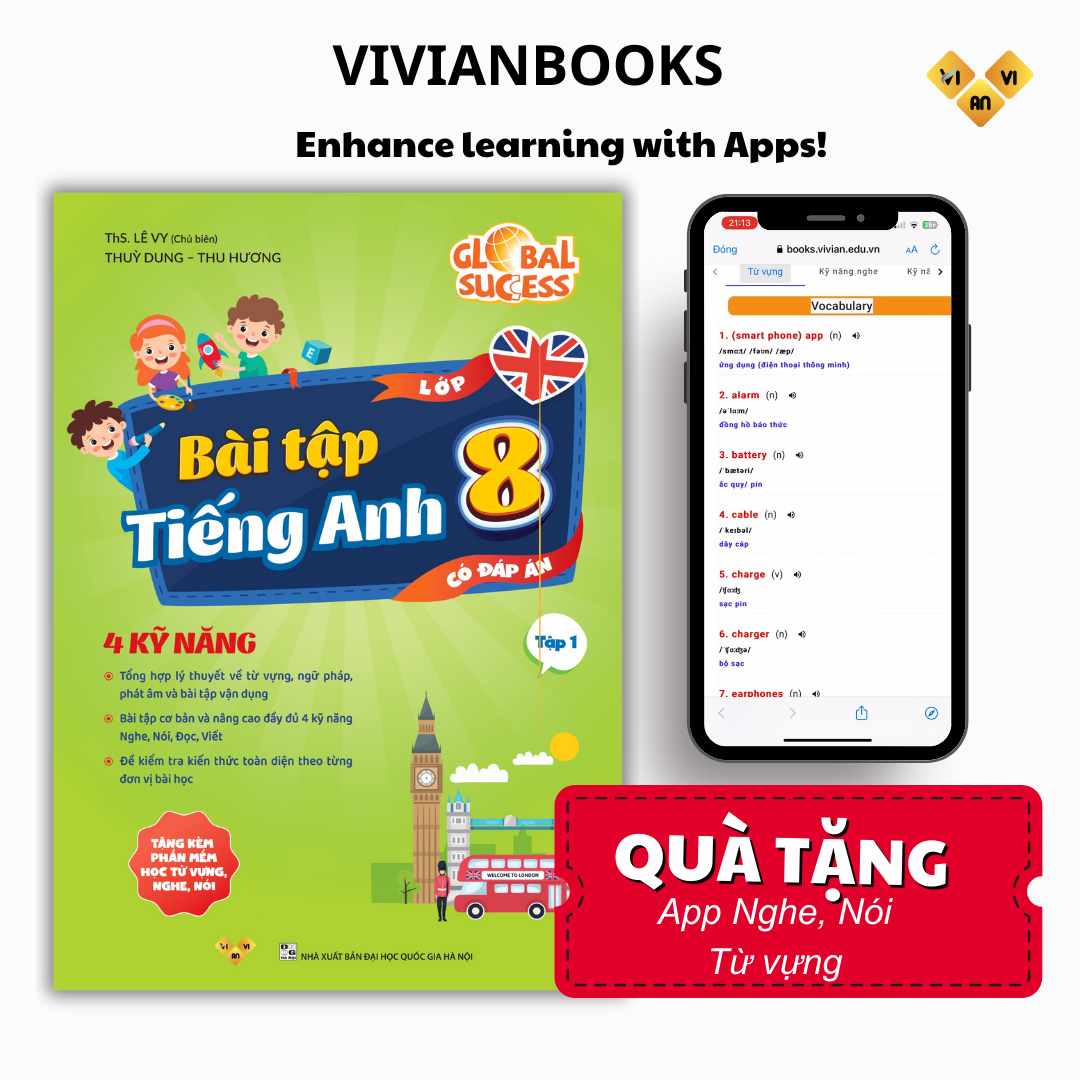 Global Success Bài tập tiếng Anh lớp 8 4 kỹ năng có đáp án - Tập 1 - ThS. Lê Vy - Anh ngữ Vivian