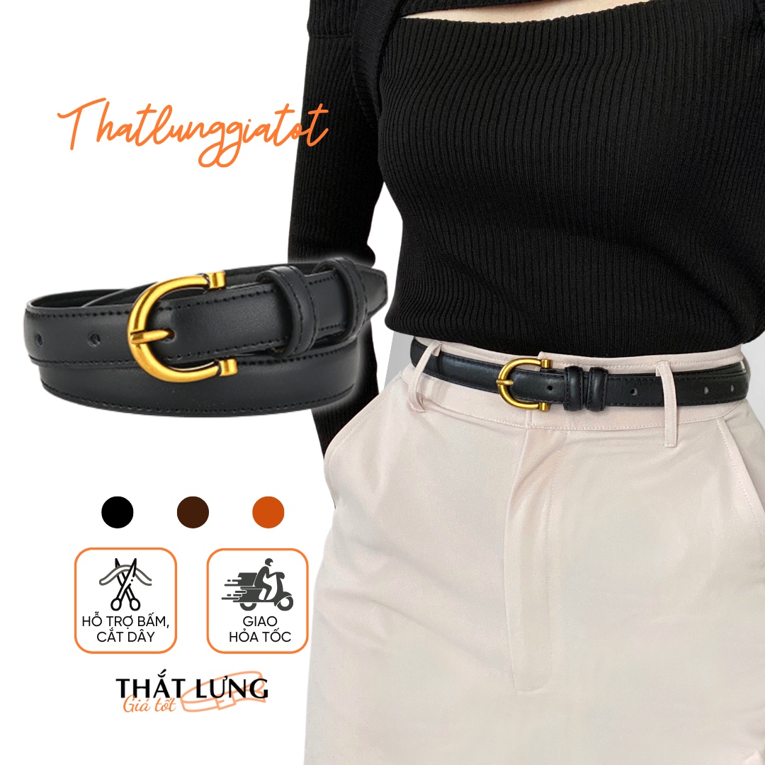 Thắt lưng nữ Ulzzang mặt màu đồng bản nhỏ 1.8cm (Hỗ trợ bấm, cắt dây nịt) TL091 - Thắt Lưng Giá Tốt