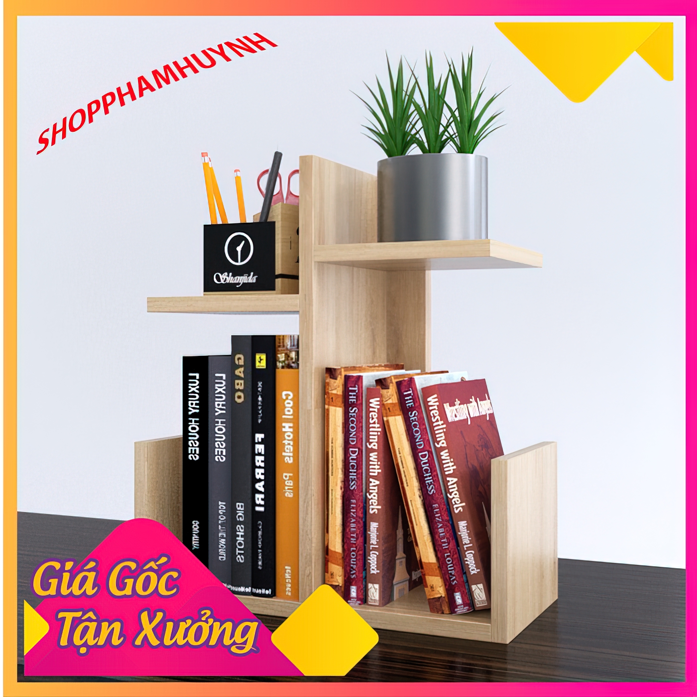 Kệ sách để bàn, kệ sách mini , kệ sách lắp ghép, kệ sách gỗ, ke chu u, ke trang tri ban lam viec, ke trang tri ban hoc KB02
