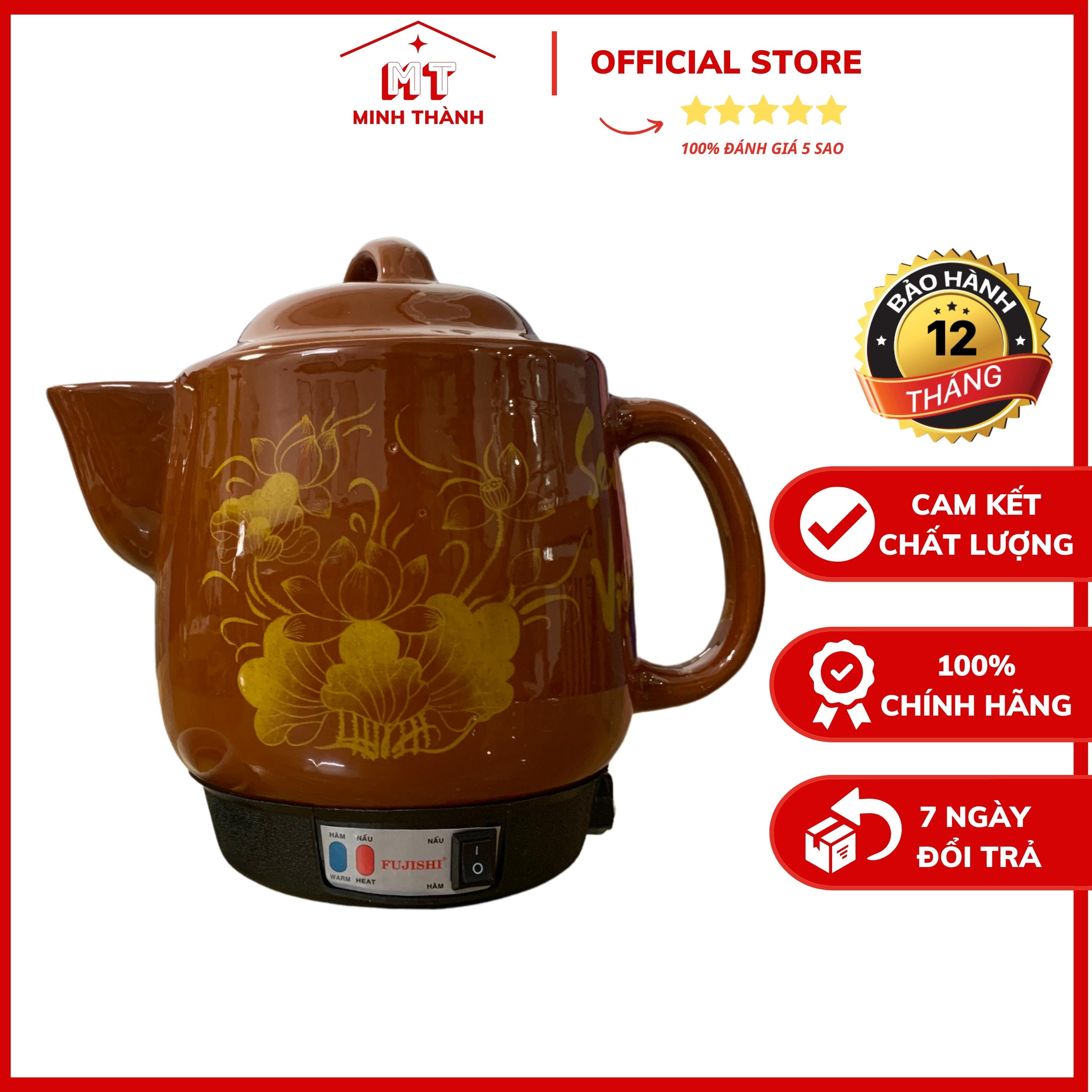 Ấm sắc thuốc điện Fujishi xuất xứ Nhật Bản, dung tích 3.2L, công suất 450W, chất liệu gốm sứ Bát Tràng - Bảo hành 12 tháng - Minh Thành Store