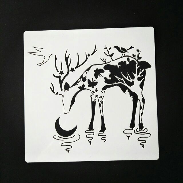 Khuôn vẽ mika dẻo hình con hươu 15*15cm