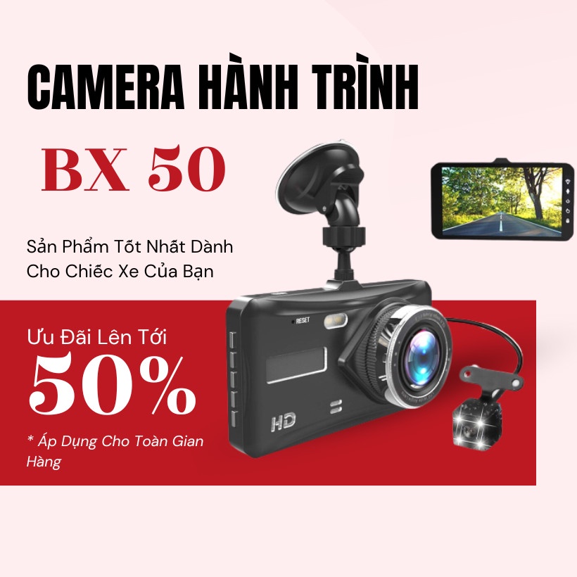 Camera hành trình ô tô xiaomi bx50 - camera trước + sau tích hợp màn hình cảm ứng full hd và quay đêm bảo hành 1 năm