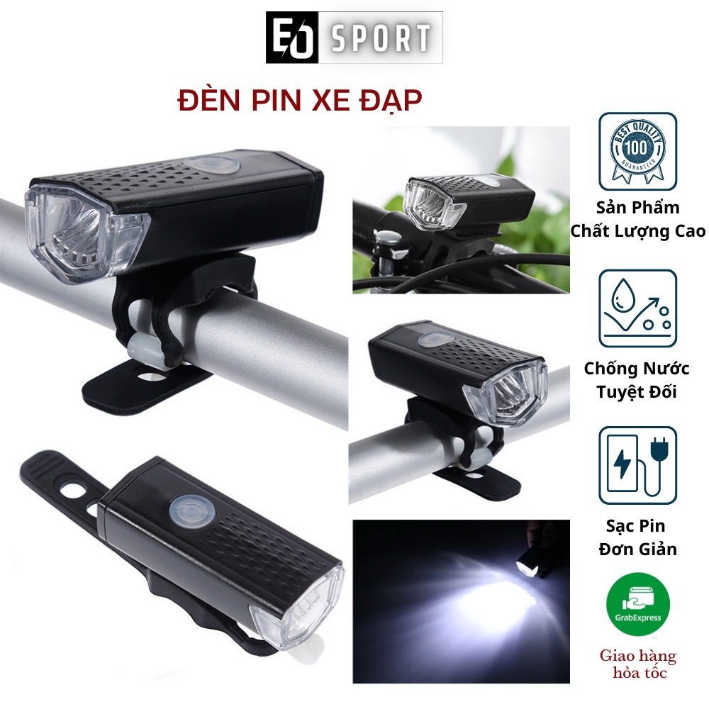 Đèn Pin Sac USB Gắn Xe Đạp Thể Thao Chống Nước 3 Chế Độ Sáng - EO.sportDZ