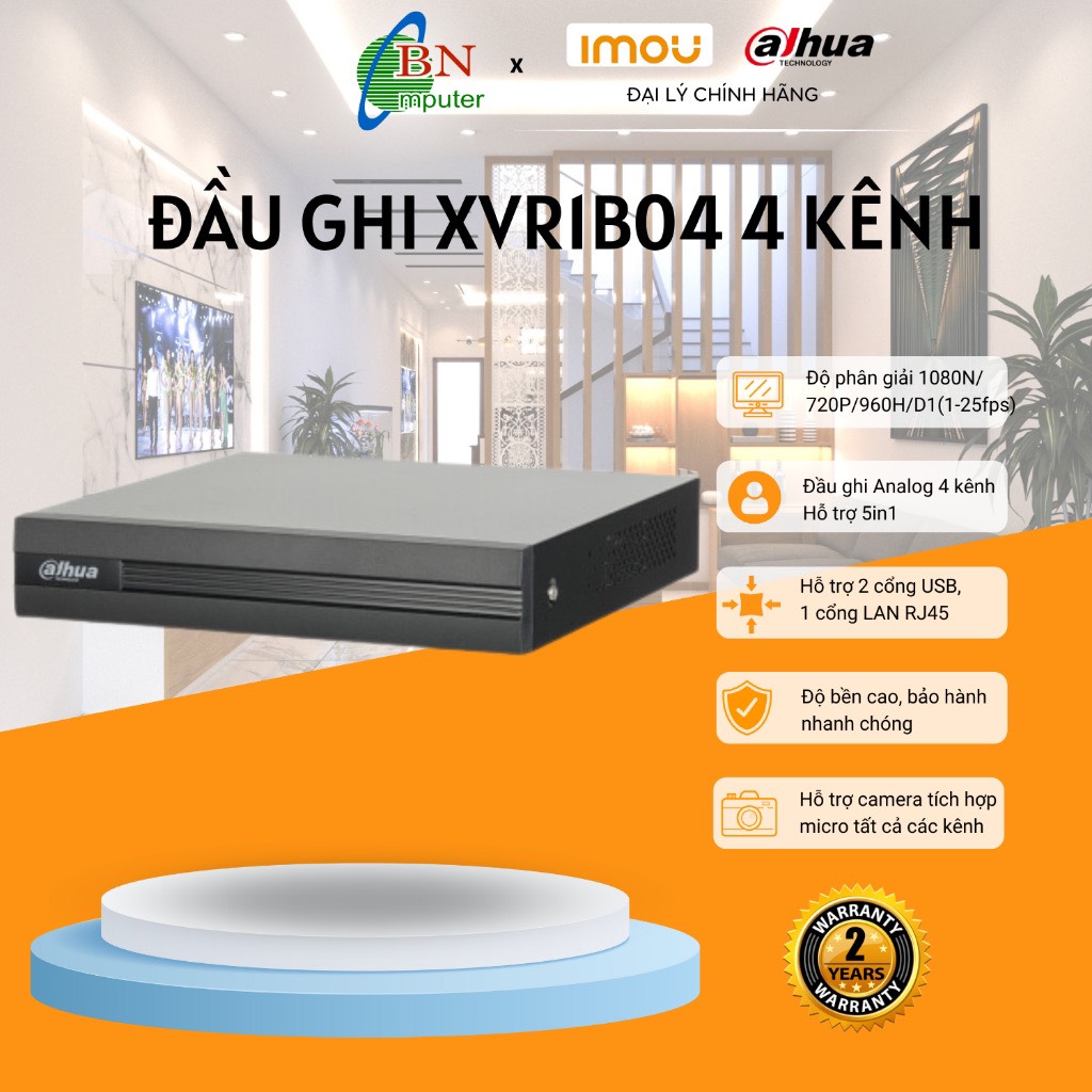 Đầu ghi hình hdcvi tích hợp mic dahua dh-xvr 1b04 4 kênh