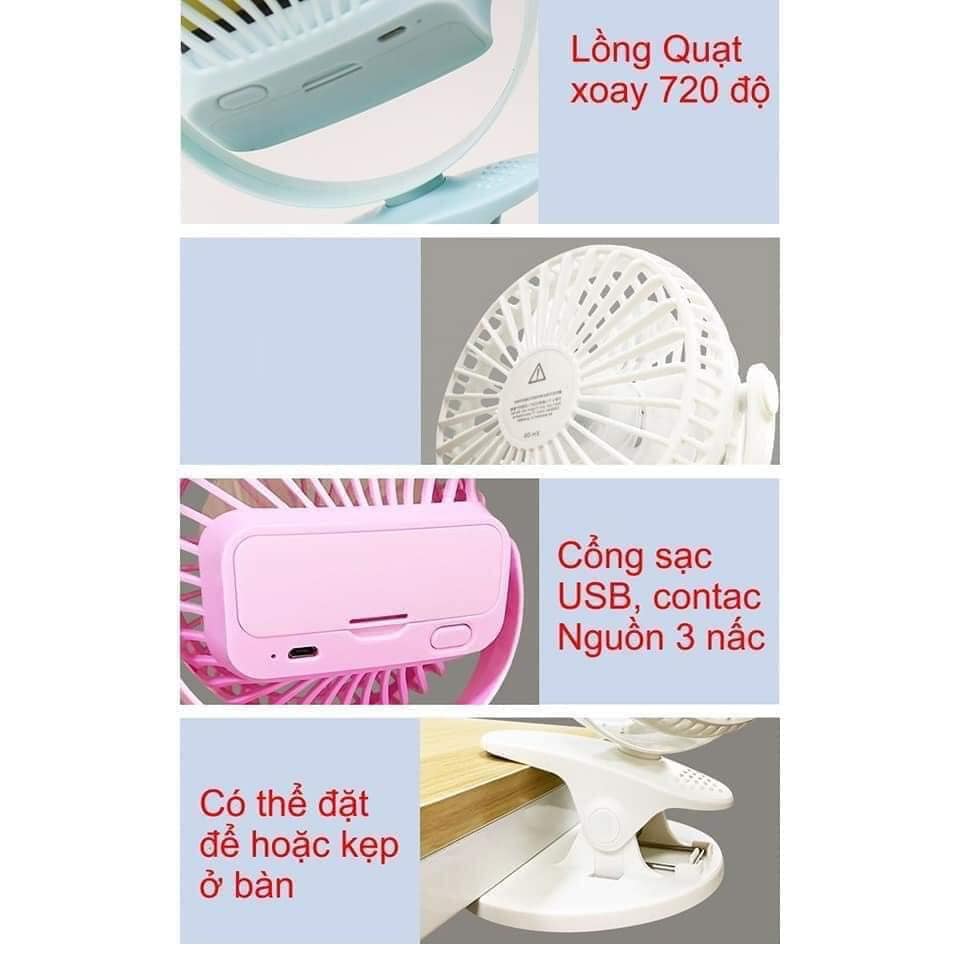 Quạt mini tích điện kẹp bàn tiện lợi JL669