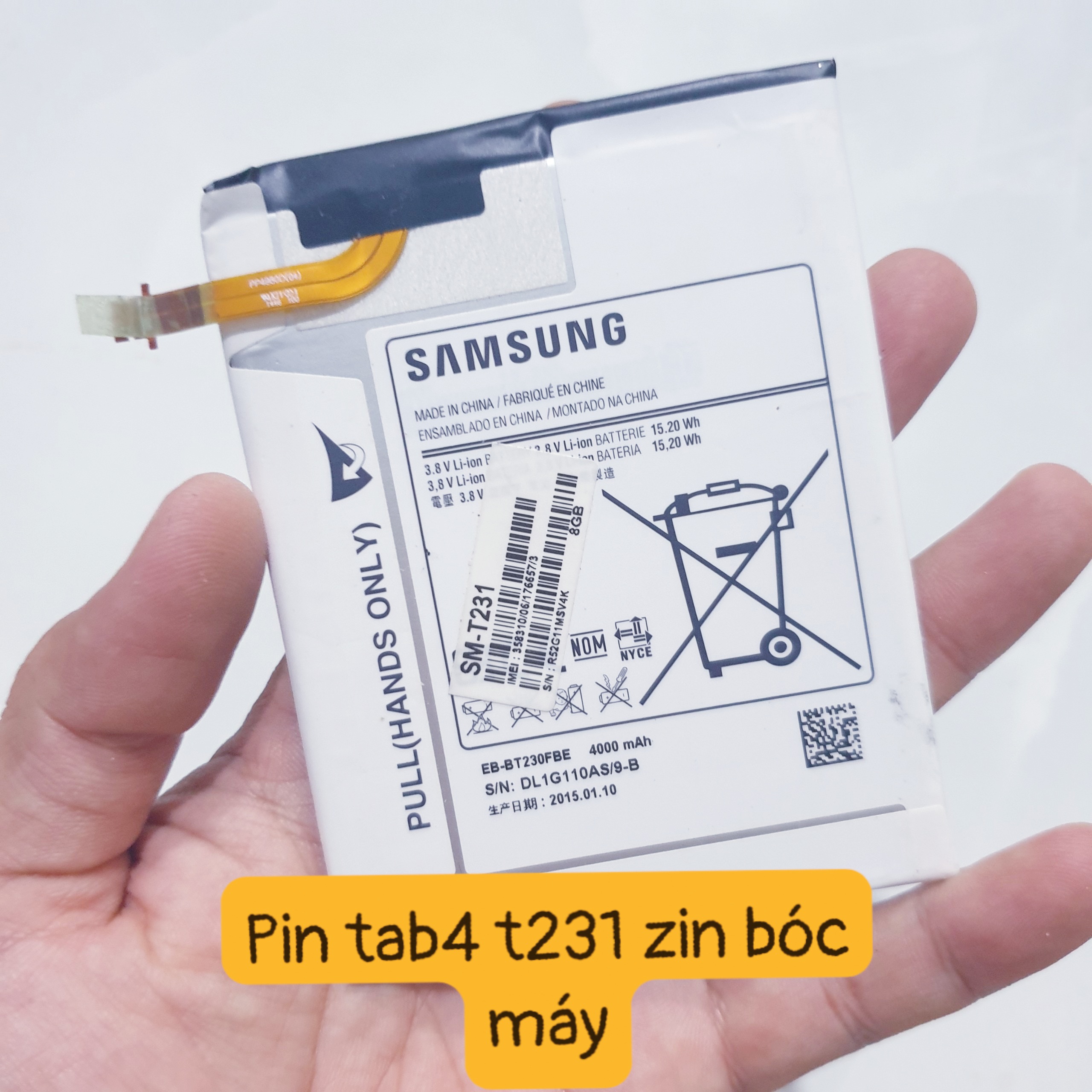 Pin samsung tab 4 t231 hàng bóc máy pin đẹp còn khá mới