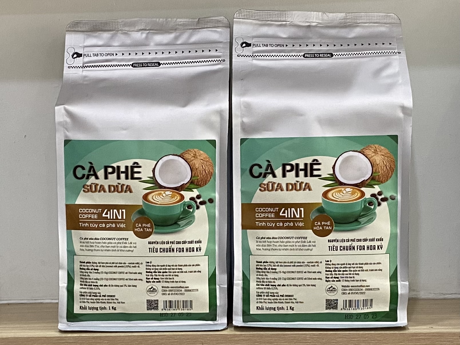 Cà phê sữa dừa Coconut Coffee túi zip 1kg
