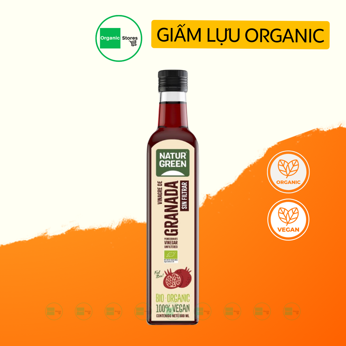 Giấm lựu hữu cơ Pomegranate 500ml - NaturGreen