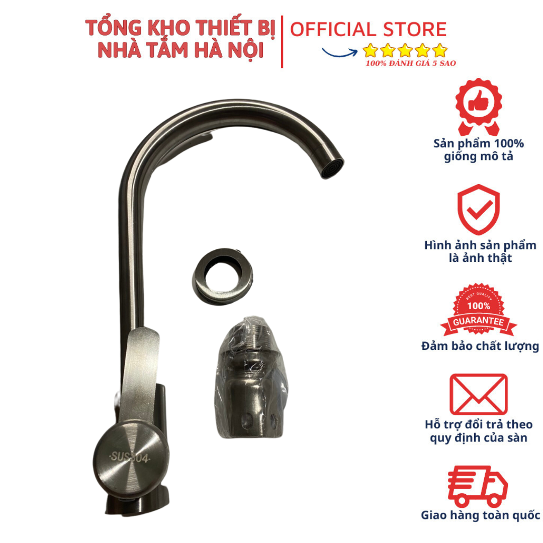 Vòi rửa chén bát nóng lạnh inox 304 vrb 01 không han gỉ dễ dàng vệ sinh