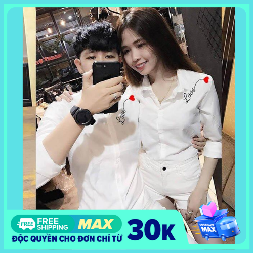 Áo sơ mi cặp đôi nam nữ i love you -giá 1 áo