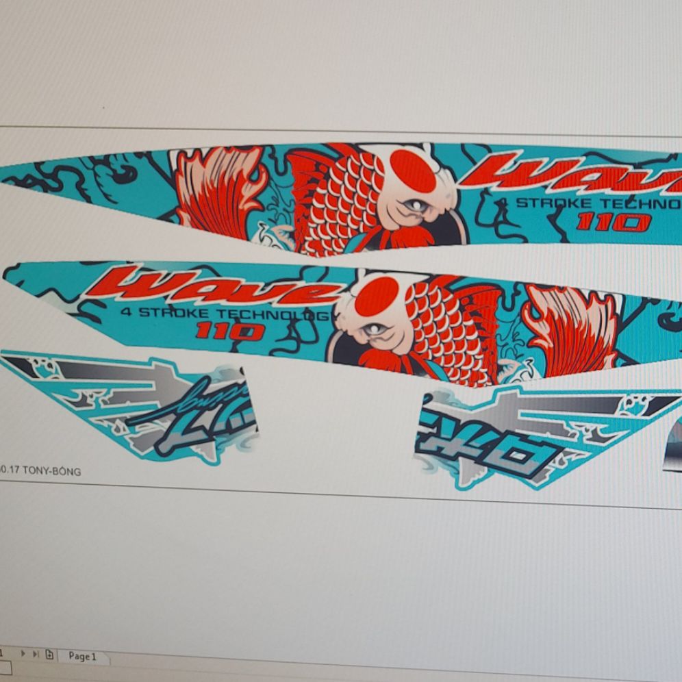 [HCM]Tem rời cá chép hóa rồng wave 110 nhỏ xanh lục bảo .